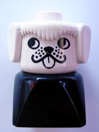 dupfig001r Duplo 2 x 2 x 2 Figure Brick Early, Dog on Black Base, White Head , looks Right *