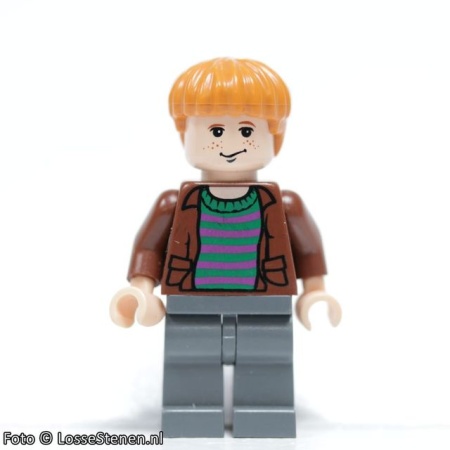 hp058 Ron Weasley, bruine Open Shirt and Striped Sweater Torso, Dark Bluish Gray benen NIEUW *0M0000