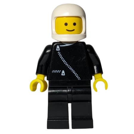 zip021G Jas met ritssluiting - zwart, witte classic helm gebruikt *0M0000