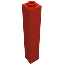 2453a-5G Steen 1x1x5 OPEN nop rood gebruikt *1D004