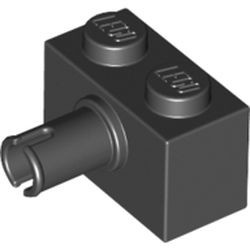 2458-11G Steen 1x2 met pin zwart gebruikt *1D007