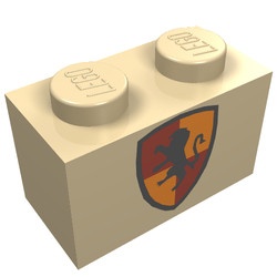 3004px11-2G Steen 1x2 Harry Potter Gryffindor schild crème gebruikt *5V02-14