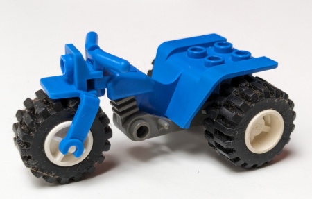 30187c01a-7G Motor- Trike met klassiek donkergrijze bodem en witte wielen (PAKKETPOST) blauw gebruikt *1D038