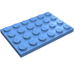 3032-42G Platte plaat 4x6 blauw, midden gebruikt *1A038