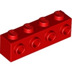 30414-5G Steen 1x4 met noppen één zijde rood gebruikt *1R012