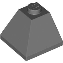 3045-85G Dakpan 45 graden 2x2 hoek buitenzijde grijs, donker (blauwachtig) gebruikt *1D033