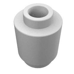 3062b-159 Steen 1x1 rond- met inkeping onder, open nop wit, lichtgevend NIEUW *1B077