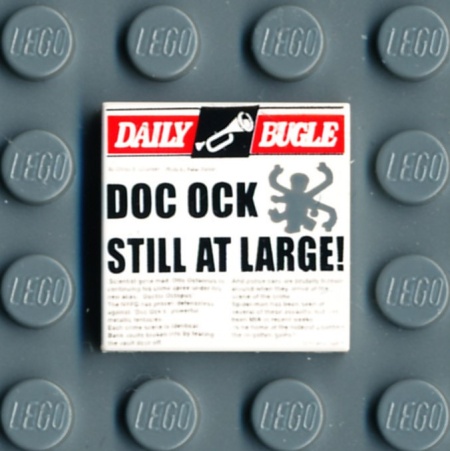 3068bpb1724-1G Tegel 2x2 Krant Doc ock still at large! wit gebruikt *5T05-12