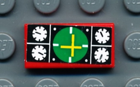 3069bpb0055-5G Tegel 1x2 Vliegtuig en hoogtemeters groen midden (Sticker) rood gebruikt *5T02-11