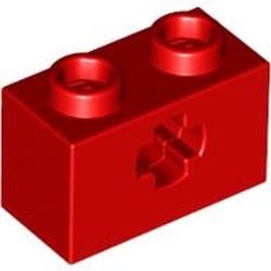 32064-5G Technic, steen 1x2 met asgat rood gebruikt *1D053