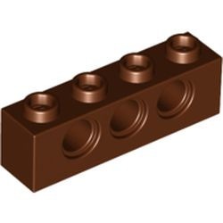 3701-88G Technic, steen 1x4 met 3 gaten bruin, roodachtig gebruikt *1D055