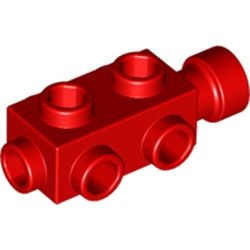 4595-5G Steen 1x2x2/3 met noppen aan zijden rood gebruikt *1L0000