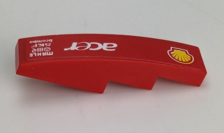 61678pb097L-5G Dakpan gebogen 1x4 met Shell Logo, acer, etc. LINKS (Sticker) rood gebruikt *5R000