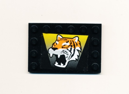 6180pb006-11G Tegel 4x6 met noppen zijkant met tijger (Sticker) zwart gebruikt *5T10-01