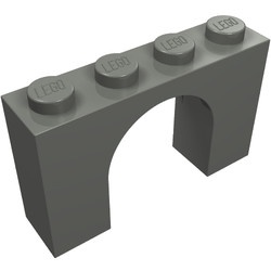 6182-85G Steen, boog 1x4x2 hoog grijs, donker (blauwachtig) gebruikt *1D051