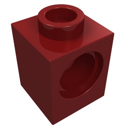 6541-59 Technic, steen 1x1 met PINgat rood, donker NIEUW *1B011