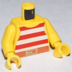 973p31c01-3 Torso, wit/rood gestreept hemd en bruin centuur, gele armen geel NIEUW *0B0000