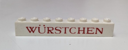 crssprt01pb16-1G Steen 1x8 ZONDER bodemtubes WURSTCHEN dunne letters wit gebruikt *5V07-02