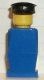 old035G Legoland Oude type minifig - blauw lijf, blauw benen, zwarte platte pet gebruikt *0M0000