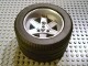 22969c05-67G Wiel 62x46mm Technic Racing groot met band Technic Racing (32296) (PAKKETPOST) zilver, metallic gebruikt *