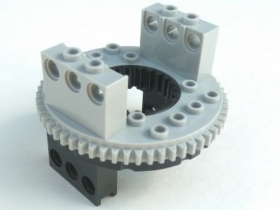 2856c03-11G Technic Draaischijf type 1 Zwarte boven lichtblauwgrijze top zwart gebruikt *5D000
