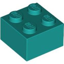 3003-39G Steen 2x2 turquoise, donker gebruikt *1A053