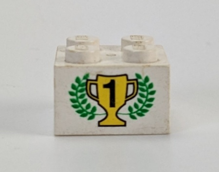 3003pb115-1G Steen 2x2 nummer 1 in beker (Sticker) wit gebruikt *5V10-01