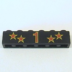 3009pb044-11G Steen 1x6 nummer 1 en sterren zwart gebruikt *5V06-11