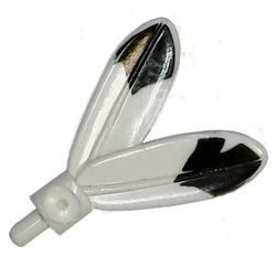 30126p01-1G Pluim- veren met pin zwarte tip 2 zijden wit gebruikt *0L015