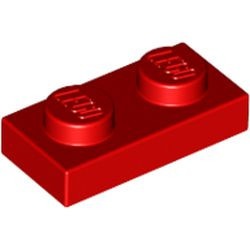 3023-5G Platte plaat 1x2 rood gebruikt *1B368