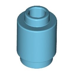 3062b-156 Steen 1x1 rond- met inkeping onder, open nop blauw, middenazuur NIEUW *1B076