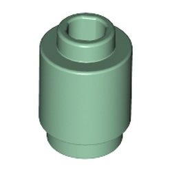 3062b-48 Steen 1x1 rond- met inkeping onder, open nop groen, zandkleurig NIEUW *1B076