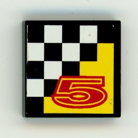 3068bpb0003-11G Tegel 2x2 met nummer 5 (Sticker) zwart gebruikt *5T05-29