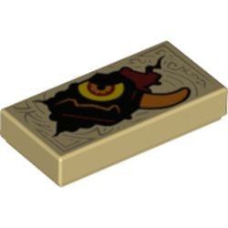 3069bpb0446-2 Tegel 1x2 Monster hoofd crème NIEUW *1L000
