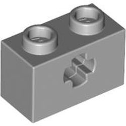 32064-86G Technic, steen 1x2 met asgat grijs, licht (blauwachtig) gebruikt *1D053
