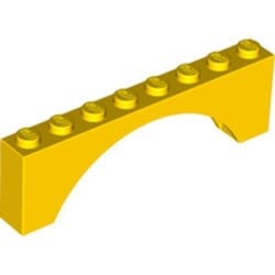 3308-3G Steen, boog 1x8x2 hoog (niet-verhoogd) geel gebruikt *1D047