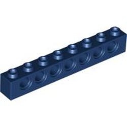 3702-63G Technic, steen 1x8 met 7 gaten blauw, donker gebruikt *1D056