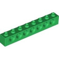 3702-6G Technic, steen 1x8 met 7 gaten groen gebruikt *1D056