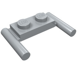 3839b-86 Platte plaat 1x2- 2 hendels lagere setting grijs, licht (blauwachtig) NIEUW *1B320