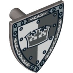 3846pb034-95G Schild driehoekig Grijze kroon op wit/zwarte blokken zilver, mat gebruikt *0L0000