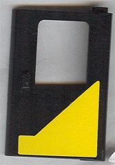 4182pb006-11G Trein, Deur 1x4x5 rechts met geel schuin paneel zwart gebruikt *1D0000
