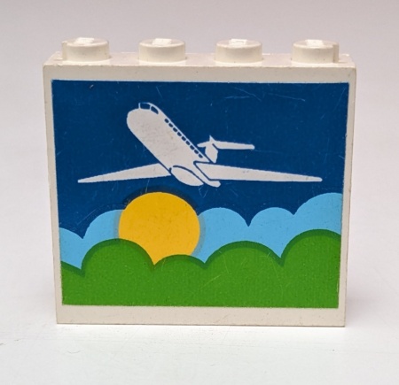 4215apb08-1G Paneel 1x4x3 met vliegtuig (sticker) - Set 1772 wit gebruikt *0D0000
