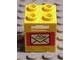 4345px1-3G Box 2x2x2 met postembleem zie ook 4346 open noppen geel gebruikt *5K000