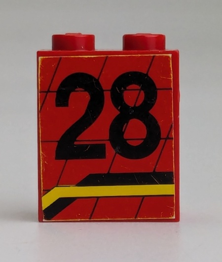 4864apb004L-5G Paneel 1x2x2 met 28 en zwarte en gele lijnen LINKS (sticker) rood gebruikt *0D0000
