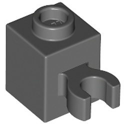 60475-85G Steen 1x1 met clip verticaal (open OF dichte nop) grijs, donker (blauwachtig) gebruikt *1L031