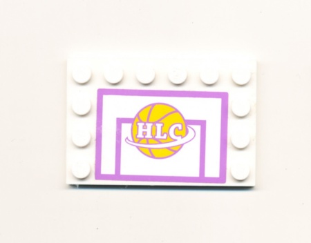 6180pb074-1G Tegel 4x6 met noppen zijkant Basketball bord (Sticker) wit gebruikt *5T10-04