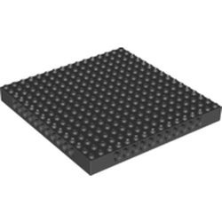 65803-11G Technic, steen 16x16 1 1/2 met gaten zwart gebruikt *