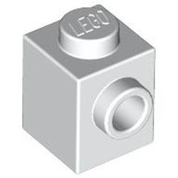 87087-1G Steen 1x1 noppen 1 zijde wit gebruikt *1L034