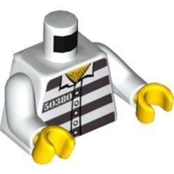 973pb3375c01-1 Torso, gevangene nummer 50380 met donkergrijze strepen wit NIEUW *0B0000