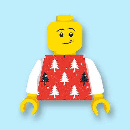 CUS9072 Torso (zonder hoofdje) Foute kersttrui Kerstbomen wit *0A000